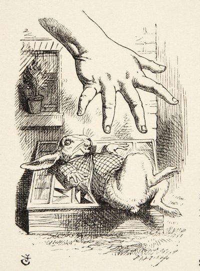 Alice dropper The White Rabbit, fra Alices Adventures in Wonderland af Lewis Carroll (1832 - 98), udgivet 1891 af John Tenniel